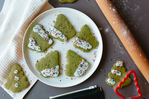 Christmas Tree Matcha Cookies